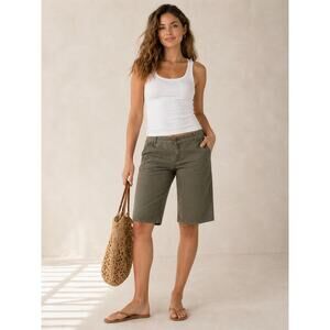Banana Republic Olive Green Cropped Wide Leg Capri Size 6 | Casual Chino Style